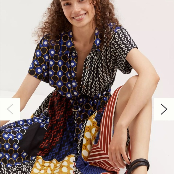 Anthropologie Maeve Contrast Asymmetrical Shirt Dress NWT Small - Picture 15 of 15